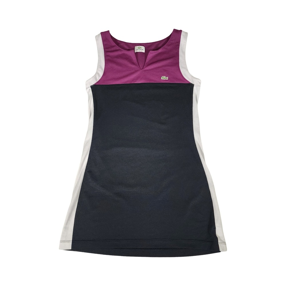 Lacoste Sport Women Tennis Dress Sleeveless Purple Black White Size 40‎ M - Picture 2 of 9